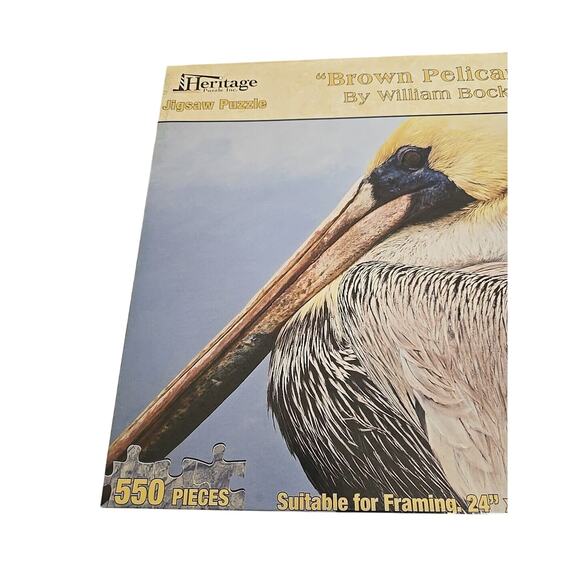 VTG Heritage Brown Pelican by William Bock Bird 550 Pieces Jigsaw Puzzle 24"x18" - Picture 3 of 5